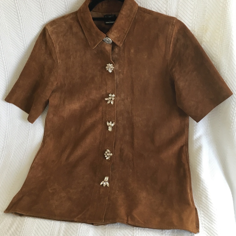 Real Leather Embellished Shirt